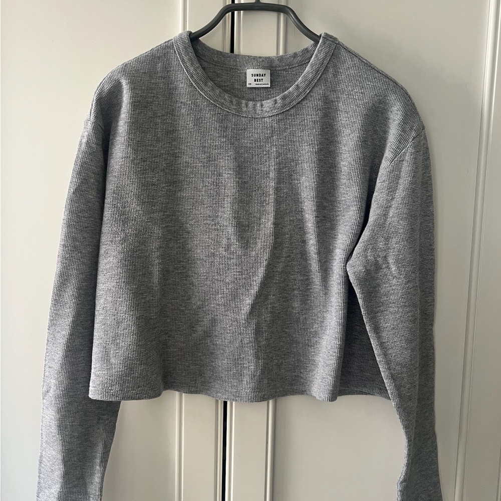 Sunday Best Heather Gray Ribbed Top